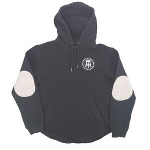 Barstool‎ Sports Quilted Curved Hem Hoodie Womens Large Black Sportsbook Viva